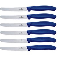 6 VICTORINOX Gemüsemesser silber, blau glänzend, poliert, Klinge: 10,0 cm