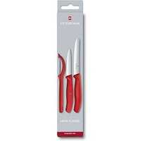 3 VICTORINOX Gemüsemesser Swiss Classic silber, rot glatt