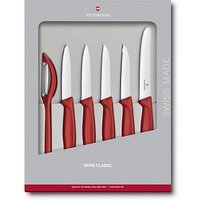 6 VICTORINOX Gemüsemesser Swiss Classic silber, rot