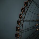 a large ferris wheel with lights on it